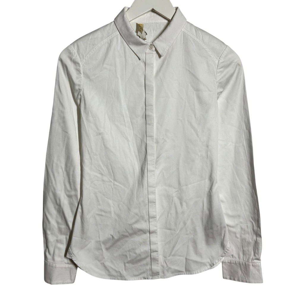 Ted Baker London Hadija‎ White Hidden Placket Button Down Shirt Size 0 Womens